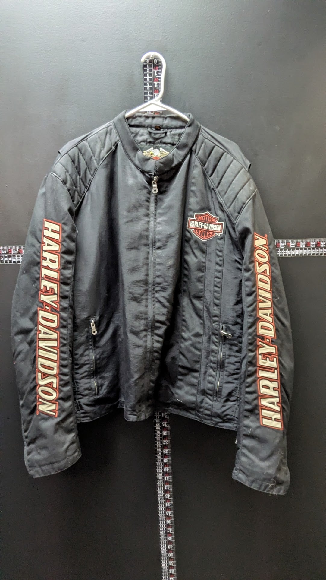 Harley-Davidson Men's 2XL Black Nylon Motorcycle Riding Jacket Embroidered Sleeves