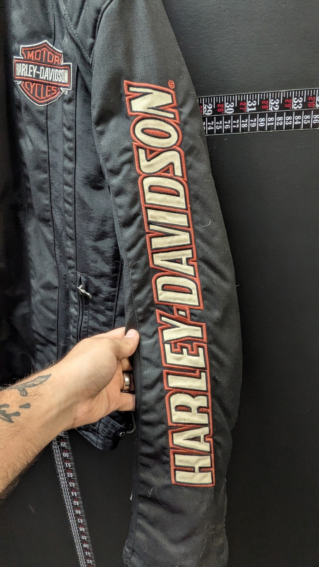 Harley-Davidson Men's 2XL Black Nylon Motorcycle Riding Jacket Embroidered Sleeves