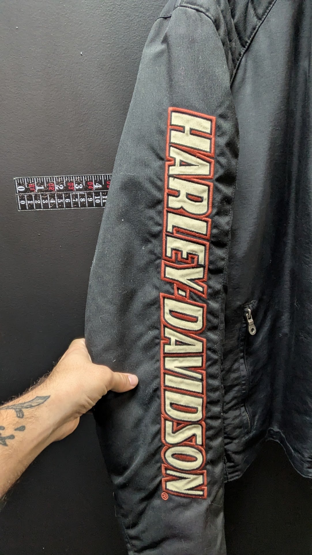 Harley-Davidson Men's 2XL Black Nylon Motorcycle Riding Jacket Embroidered Sleeves