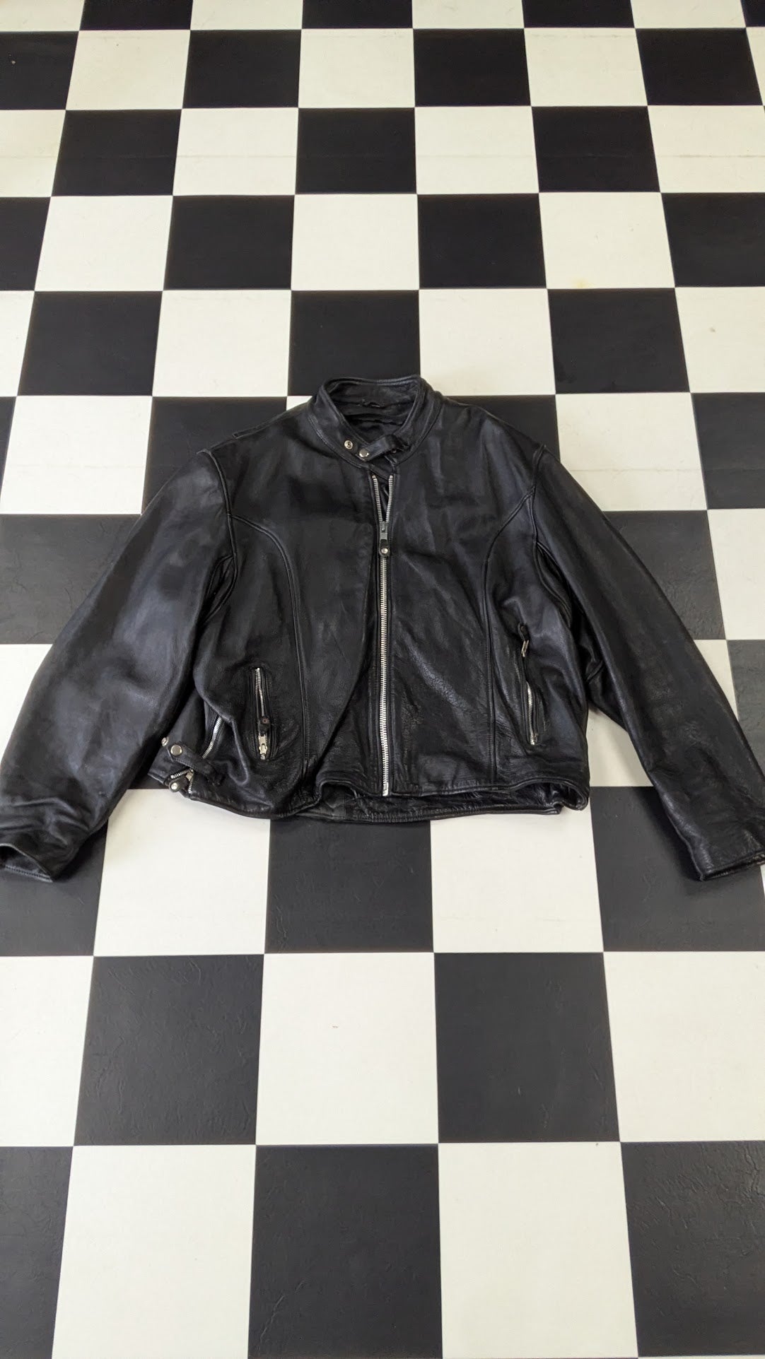 Vintage Harley-Davidson Softail Leather Motorcycle Jacket Black Men's 42 Winged Logo