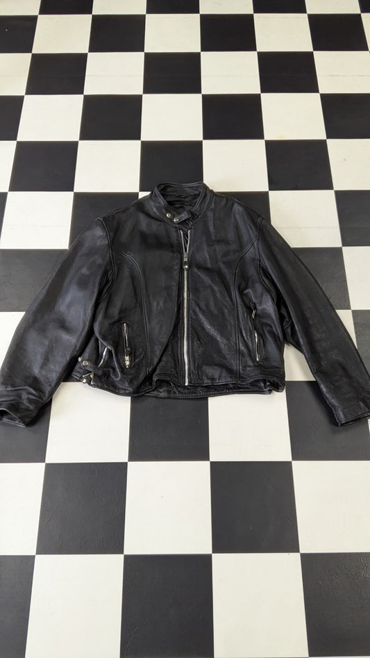 Vintage Harley-Davidson Softail Leather Motorcycle Jacket Black Men's 42 Winged Logo