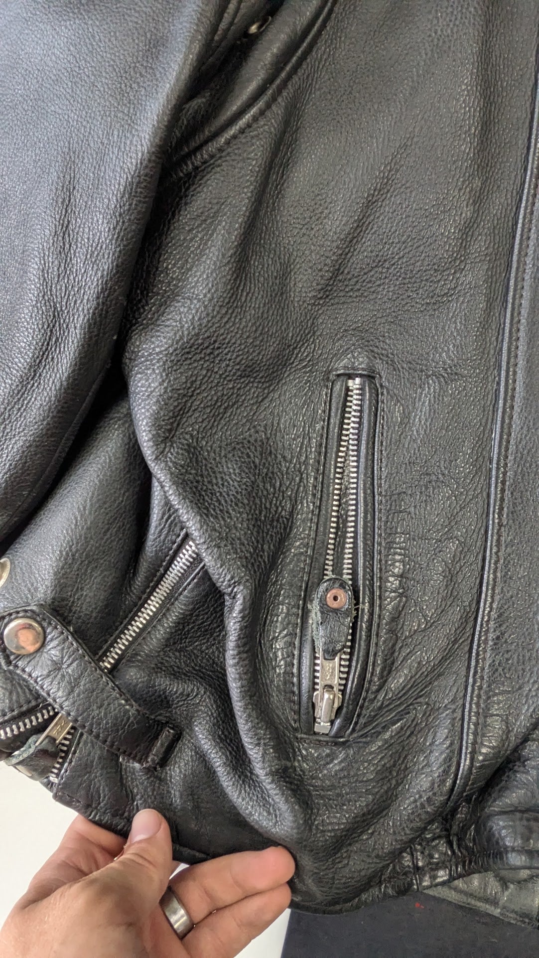 Vintage Harley-Davidson Softail Leather Motorcycle Jacket Black Men's 42 Winged Logo