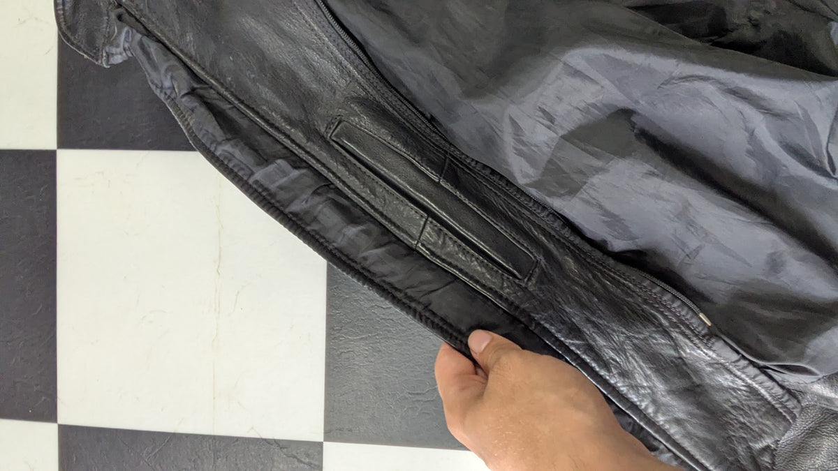Vintage Harley-Davidson Softail Leather Motorcycle Jacket Black Men's 42 Winged Logo