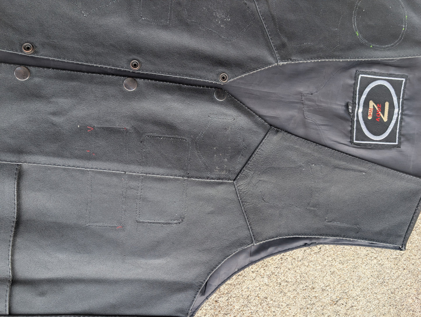 Black Genuine Leather Side Lace Motorcycle Vest (Size 48 / XL)