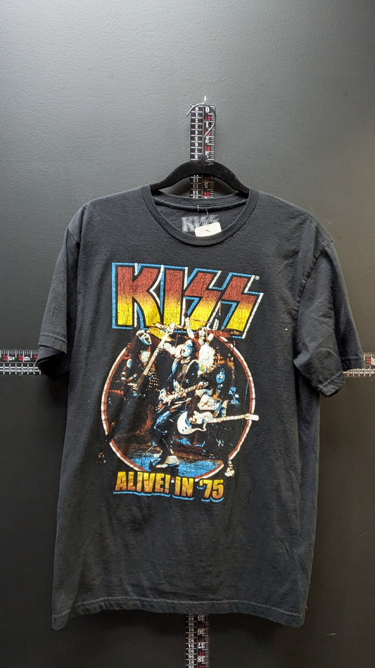 KISS "Alive! In '75" Graphic Tee – Black – Size Medium