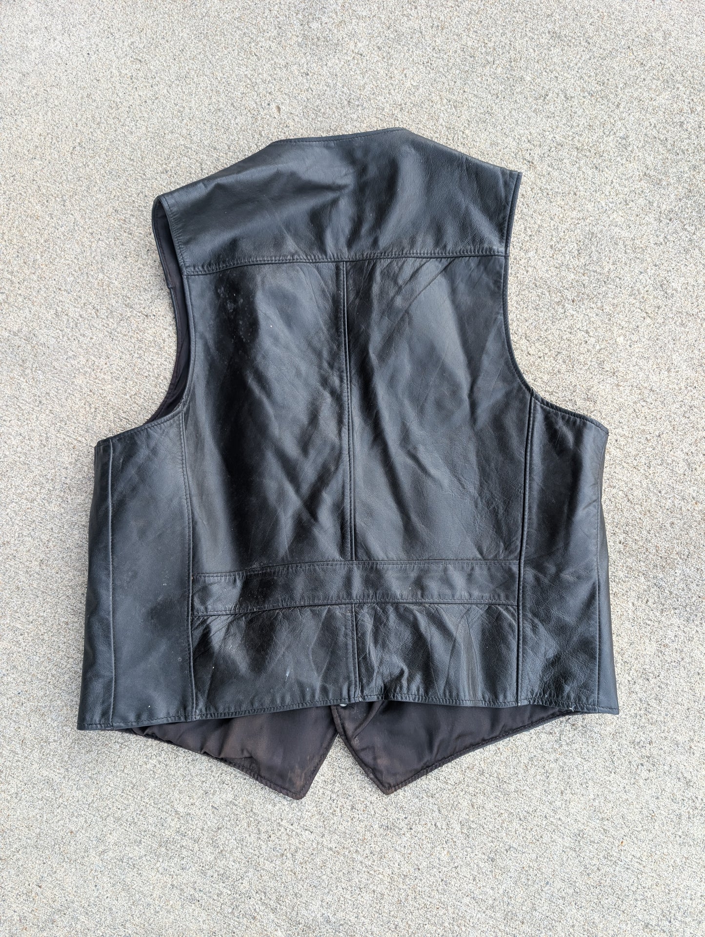 Vintage JCPenney Black Leather Vest – Size 44 Regular