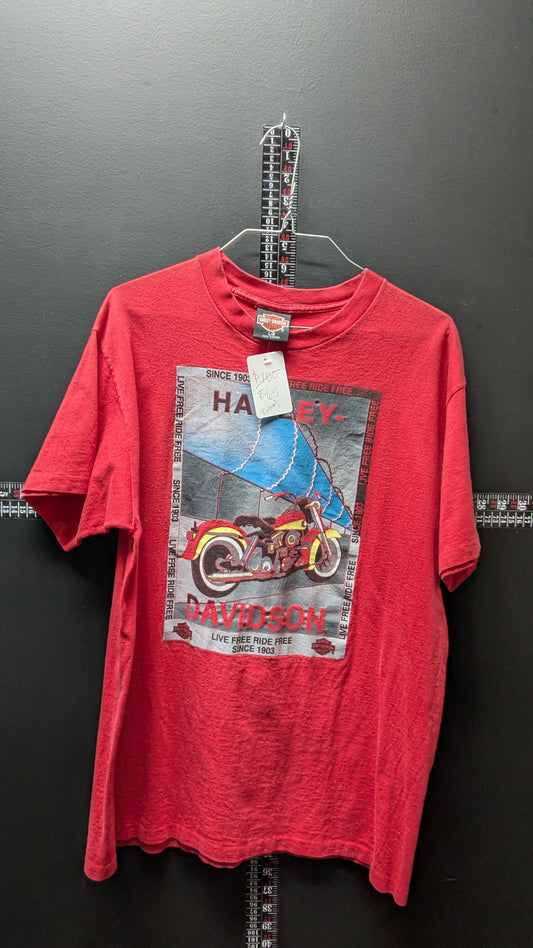 Vintage 1991 Harley-Davidson Buckminn’s Xenia Ohio T-Shirt – Red Graphic Tee Size Large
