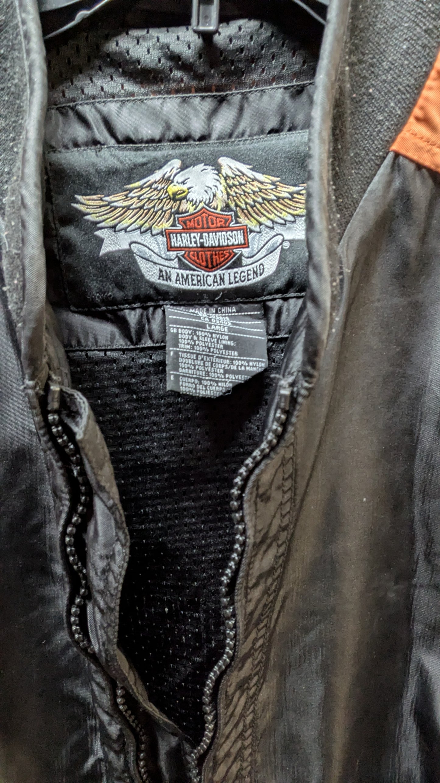 Harley-Davidson Nylon Riding Jacket Black & Orange – Size Large