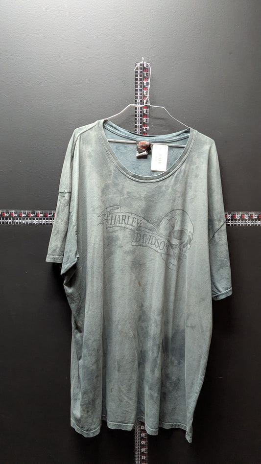 Harley-Davidson Man O’ War Lexington KY T-Shirt – Distressed Green Skull Graphic 3XL
