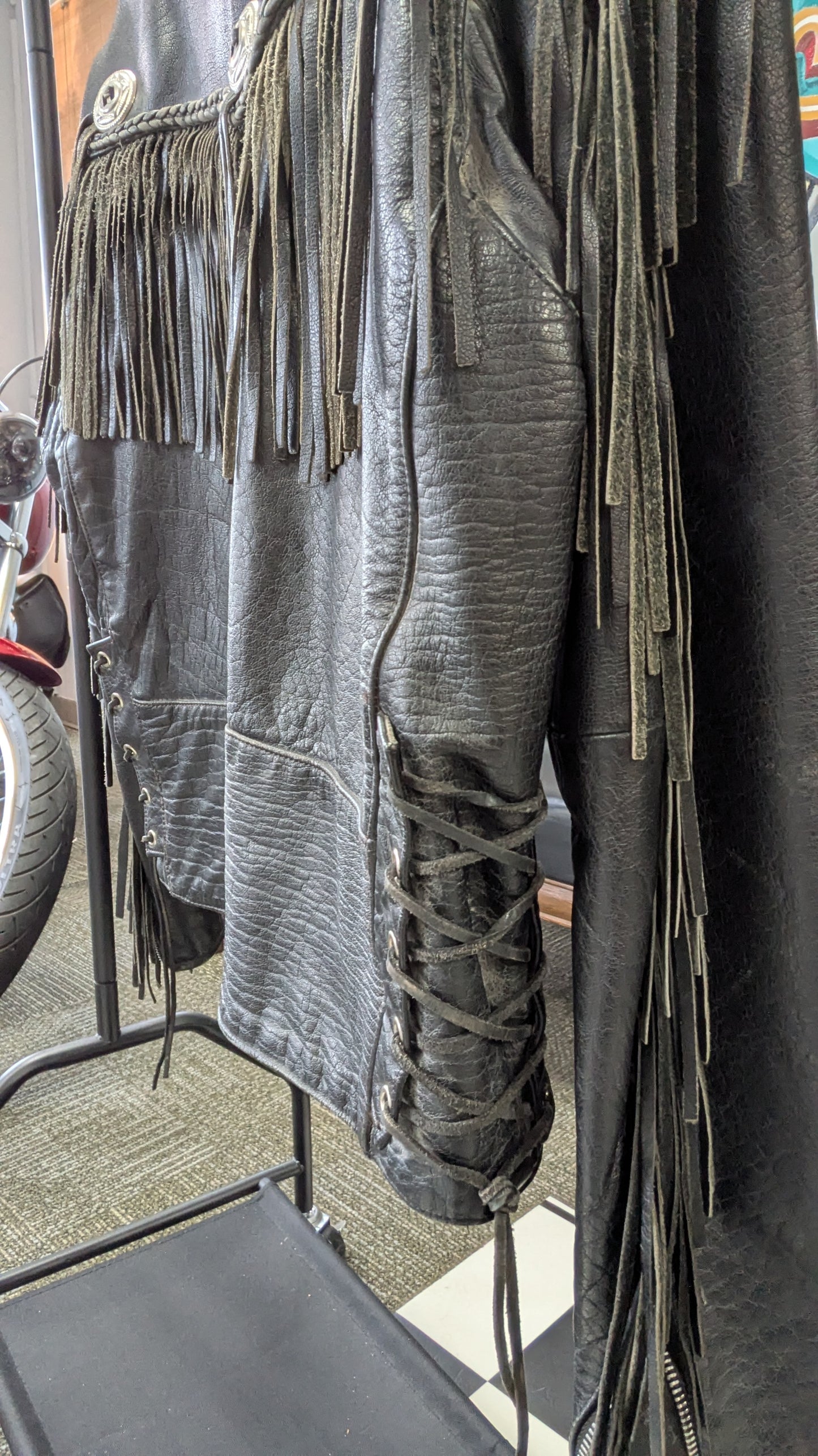 Vintage Fringe Leather Jacket