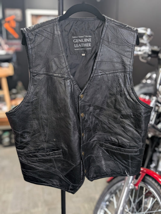 Italian Stone Genuine Leather Vintage Patchwork Vest