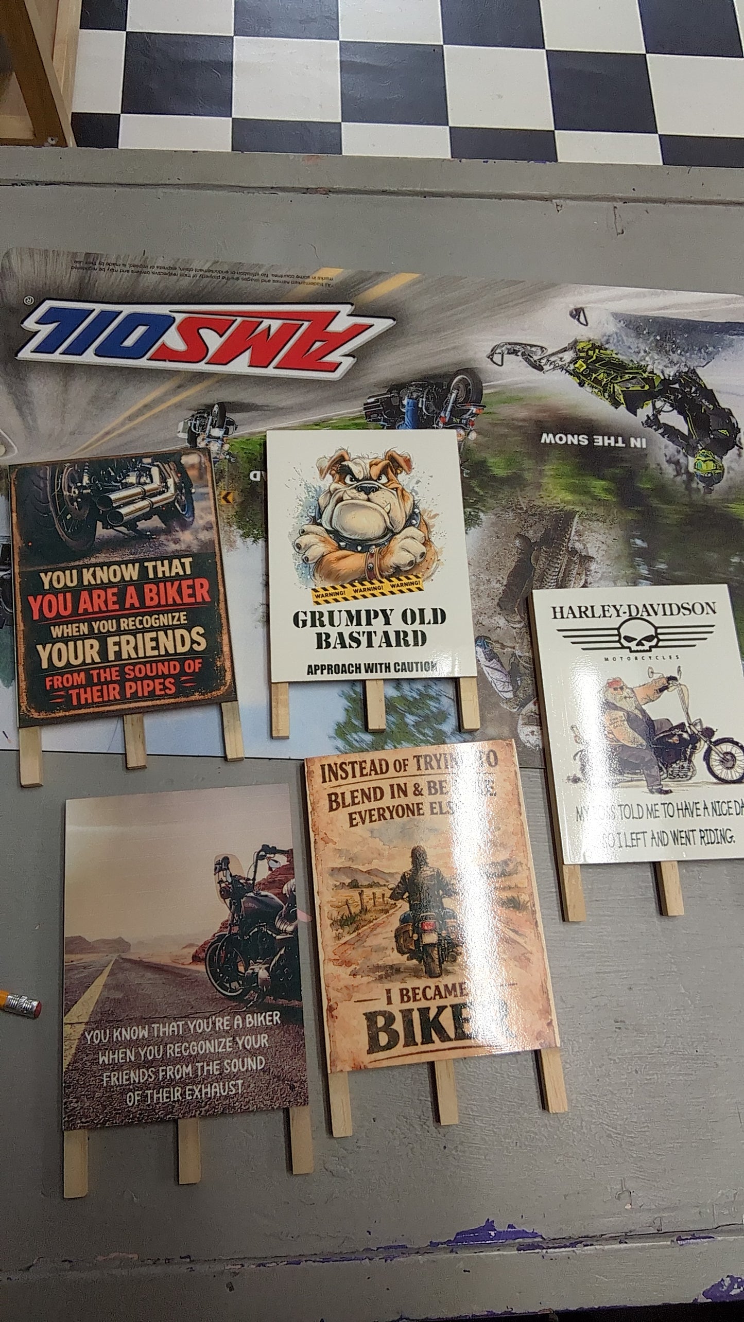 Biker signs