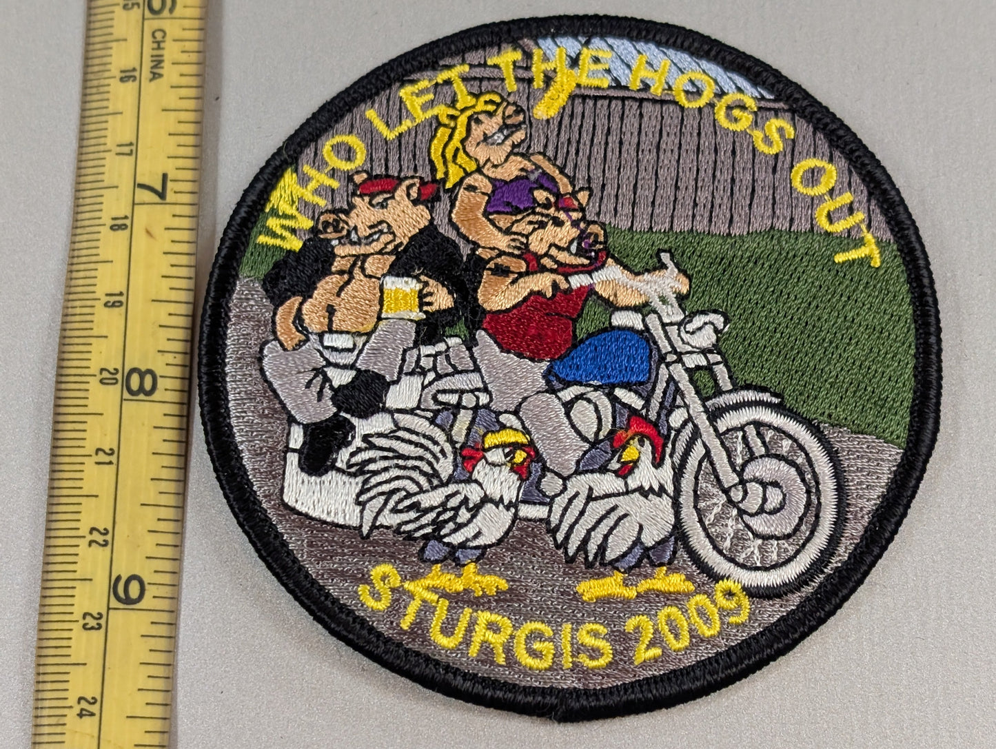 Who let the hogs out vintage patch