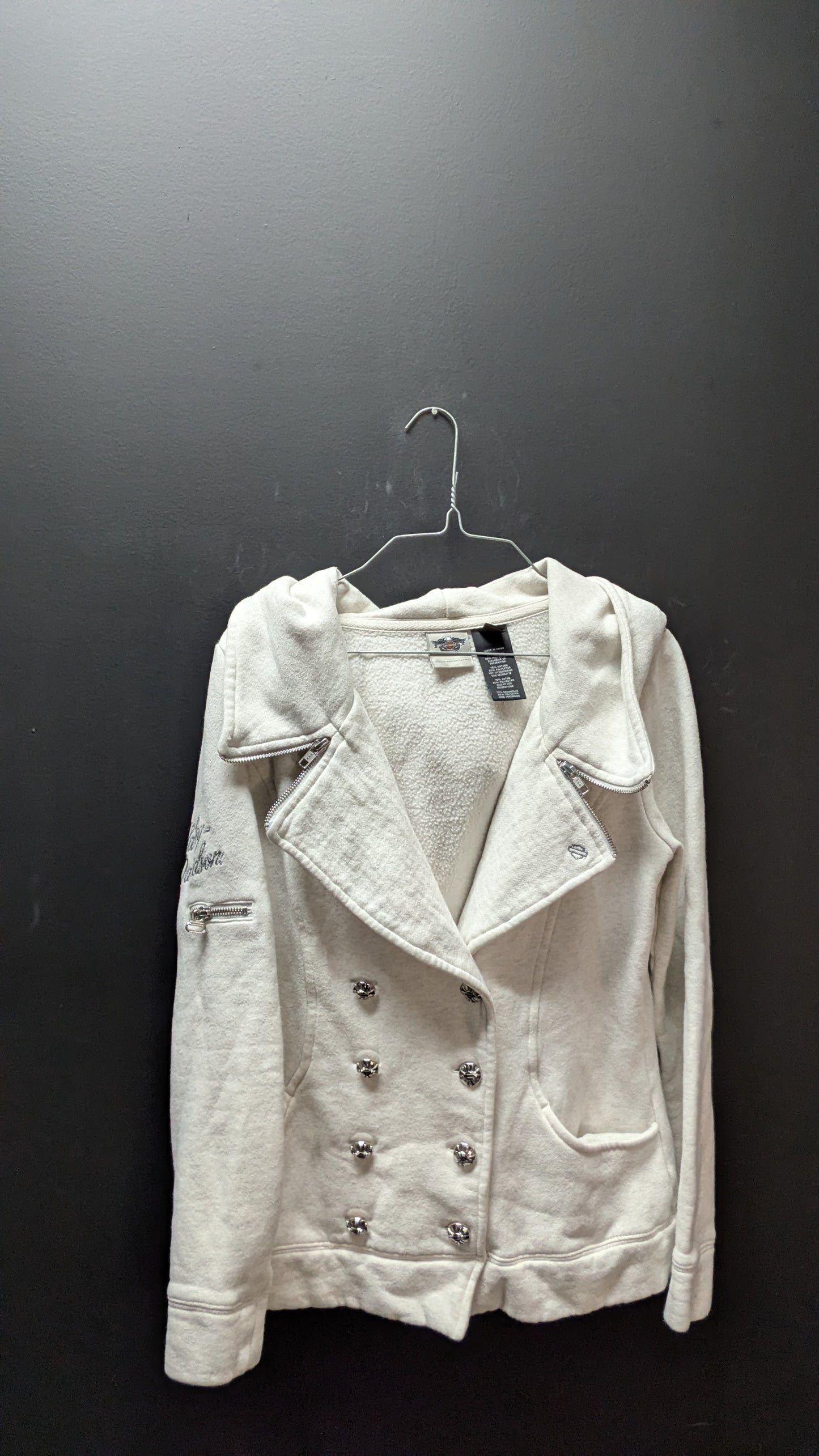 Harley Davidson Hooded Buttoned Up Jacket - medium