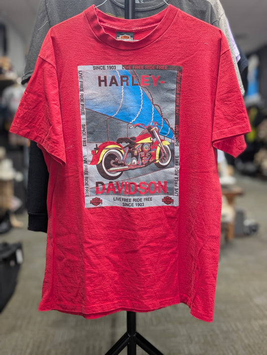 Vintage Harley 1991 live free ride free Tshirt size Large