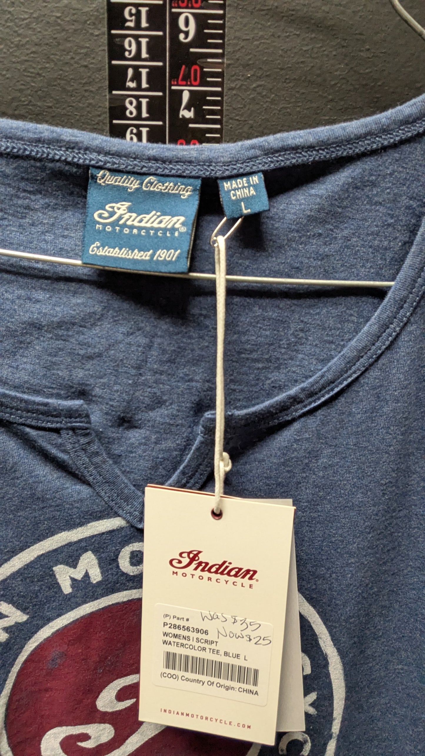 Indian Motorcycle Women’s Graphic Tee – Blue Logo Shirt Size Large NWT
