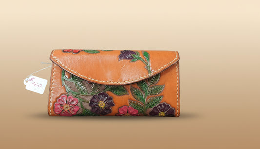 Locally Made Hand-Tooled Floral Leather Wallet