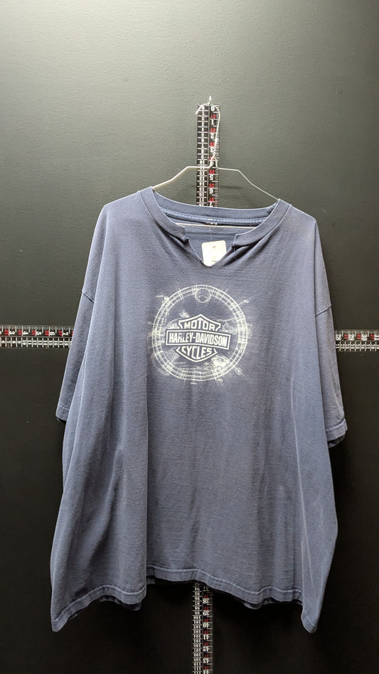 Harley-Davidson York PA Graphic T-Shirt – Distressed Cut Neck Blue Tee