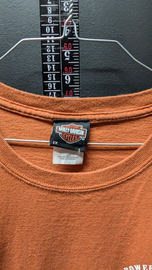 Harley-Davidson Kansas City MO Open House 2005 T-Shirt – Orange Double-Sided 2XL