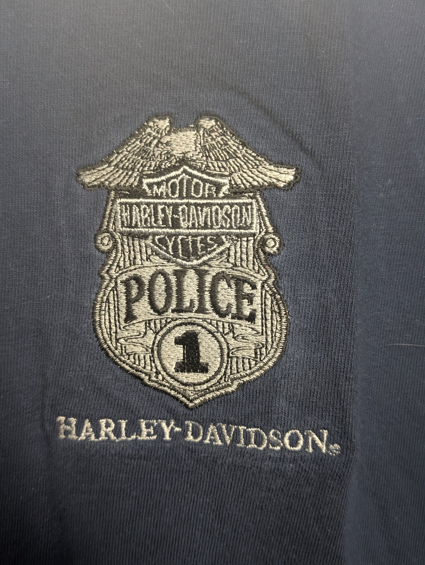 Embroidered Badge Police Harley Davidson Men's Large Tshirt