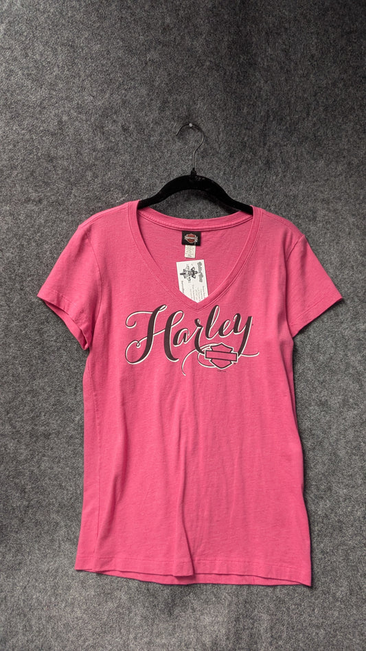 Women’s Harley-Davidson Pink V-Neck Tee – Size small