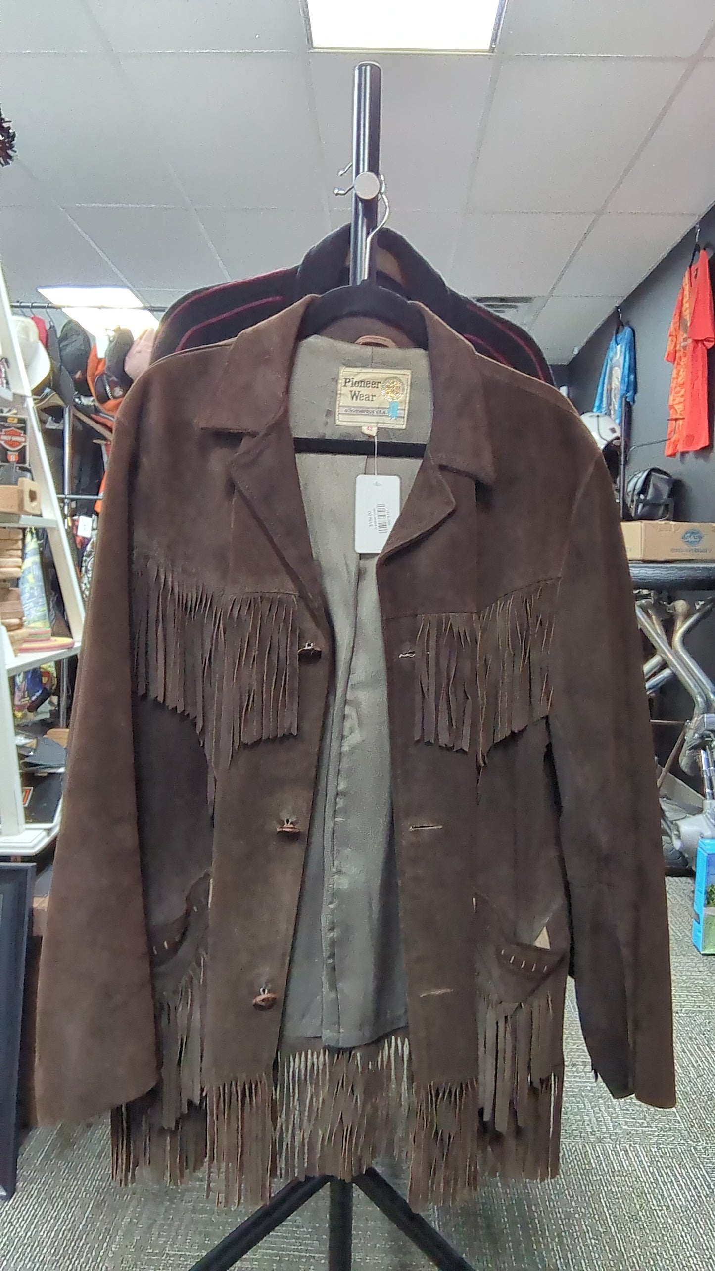 Vintage Pioneer Men's Leather Fringe Jacket