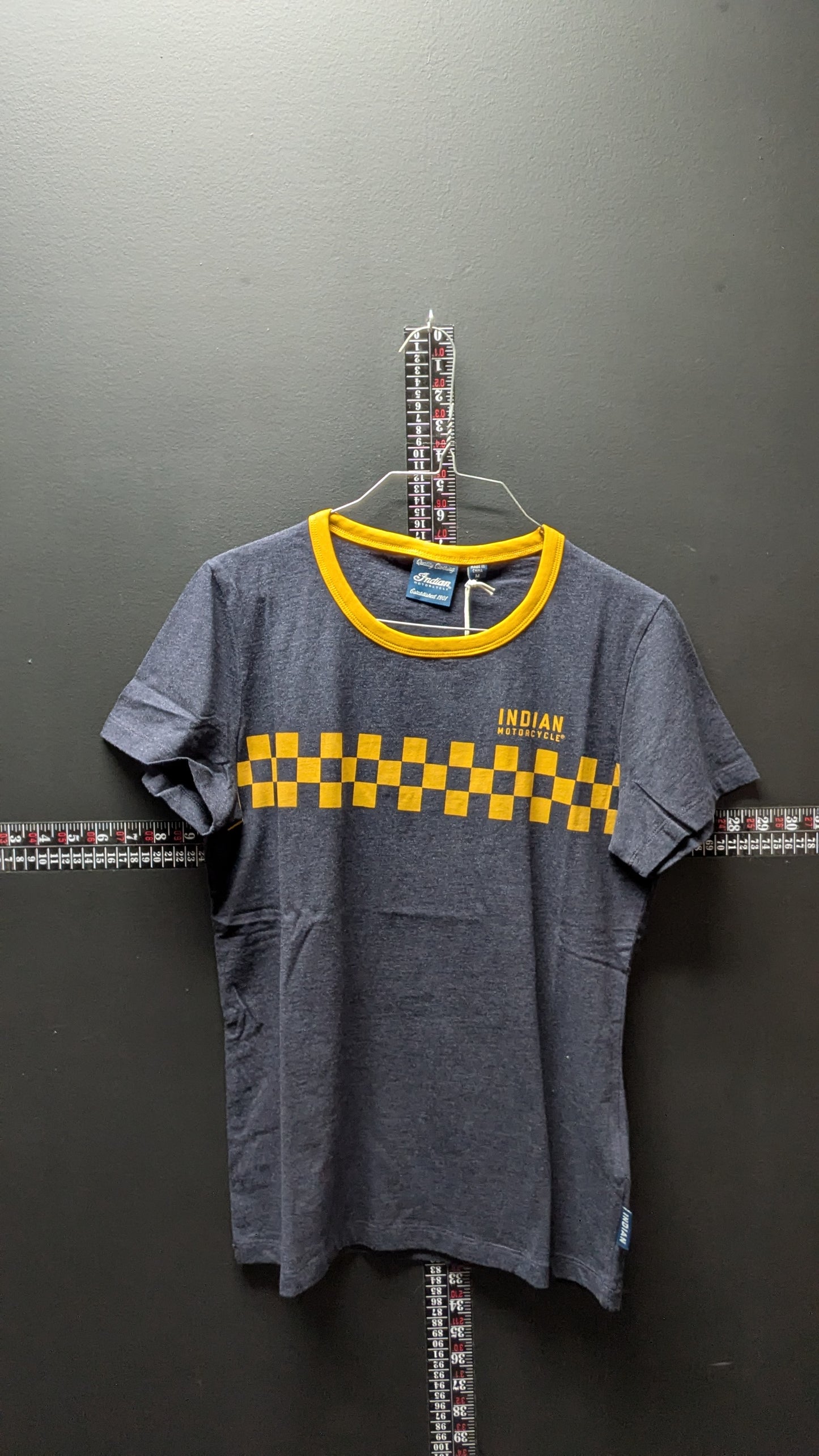 Indian Motorcycle Checkered Stripe Tee – Women’s Medium NWT