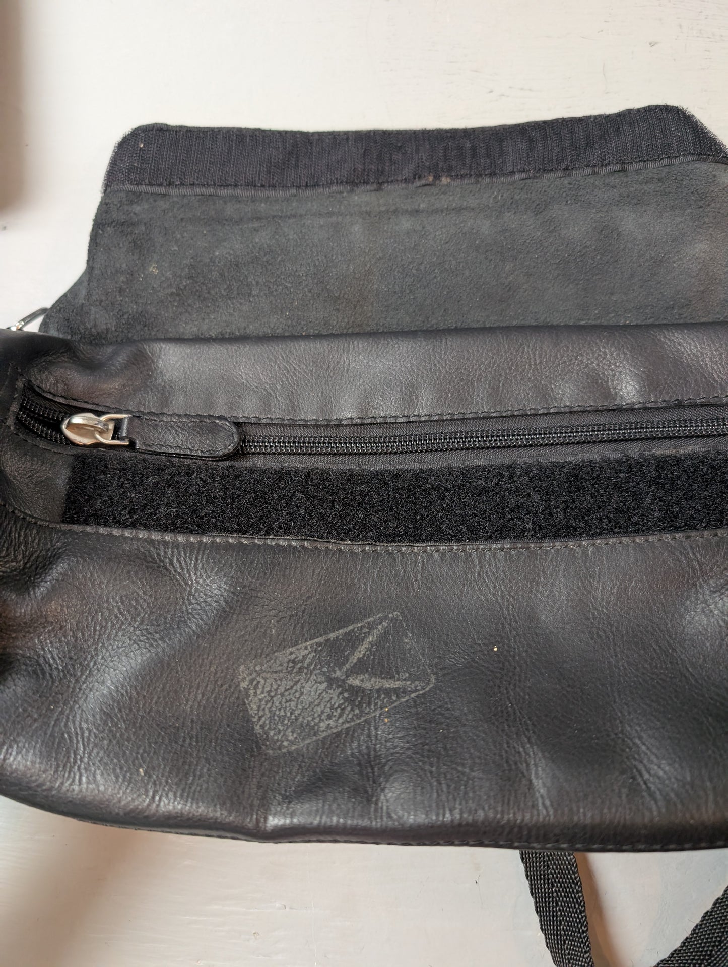 Strap on leather bag 12" x 5" x 3"