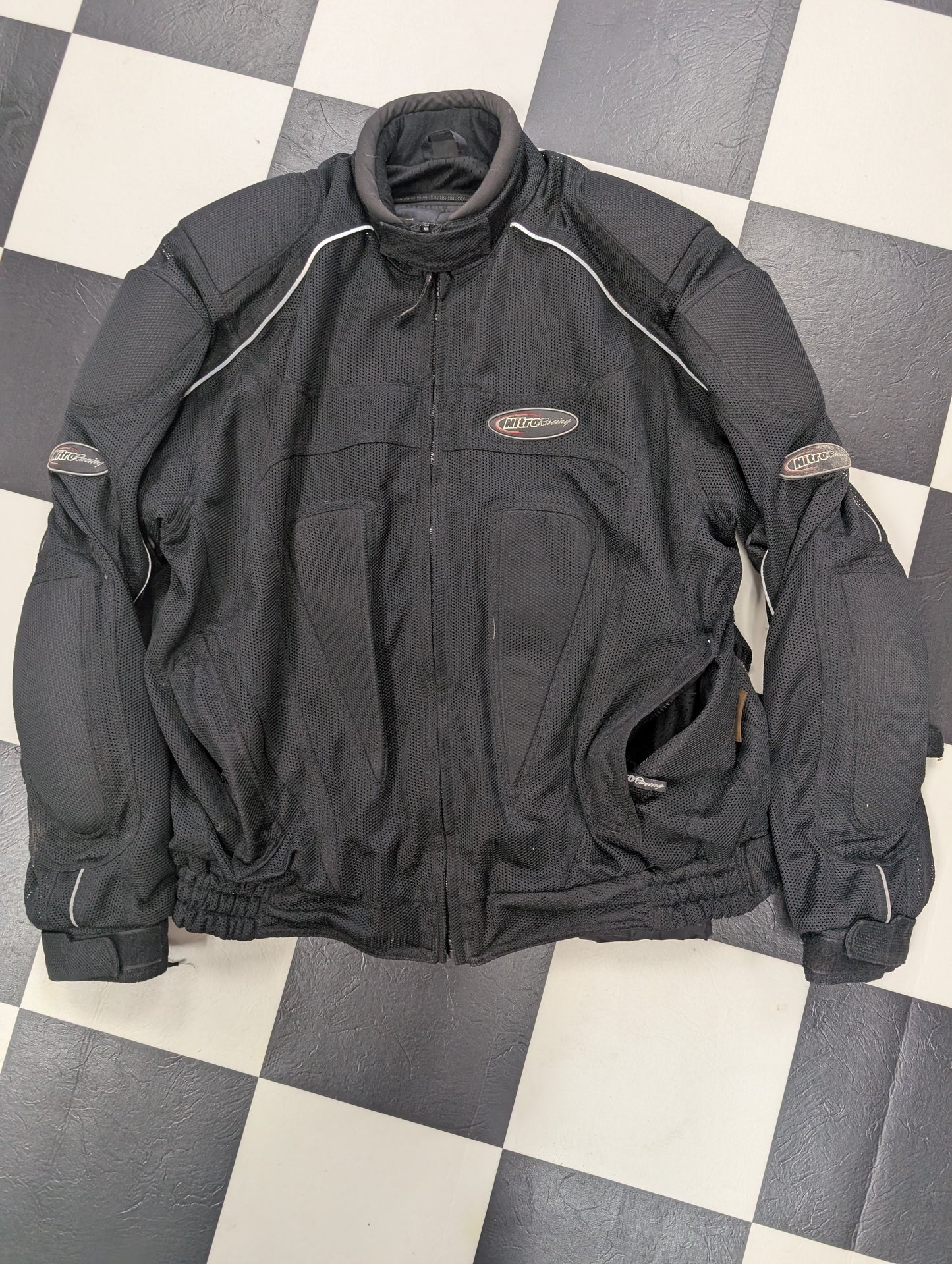 XXL Nitro Mens Medium Black Padded Motorcycle Racing Jacket Without Inner Lining