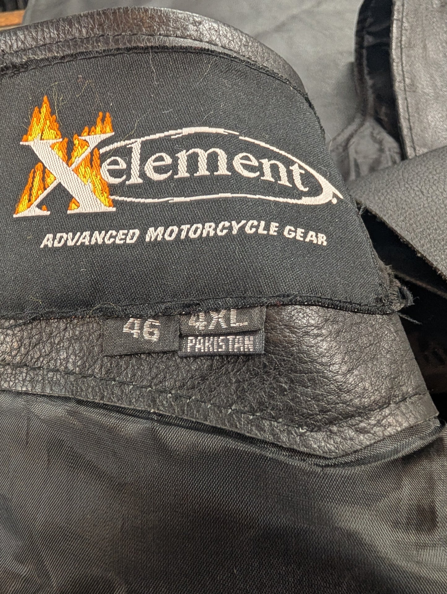 Xelement Black Leather Motorcycle Riding Chaps – Size 4XL