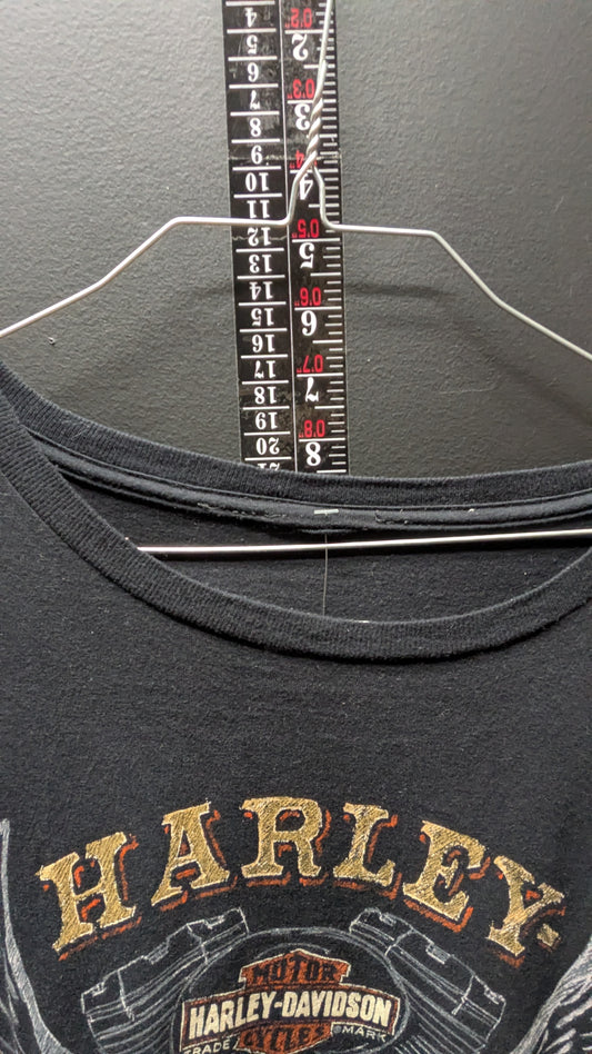 Harley-Davidson Kansas City Graphic Tee – Black Distressed Double-Sided Shirt