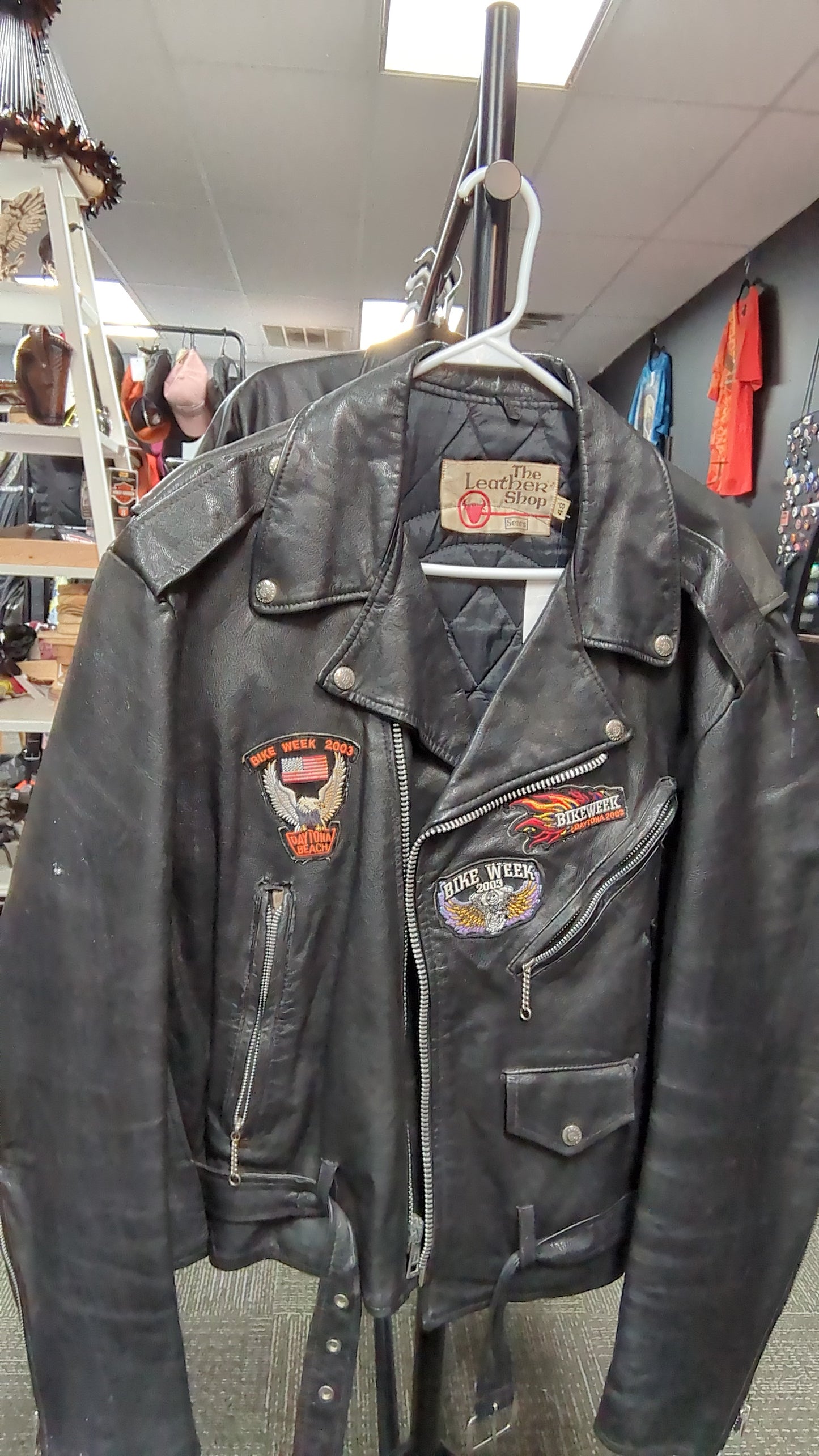 Vintage Leather Jacket Size 48/2XL with Harley Davidson Patches