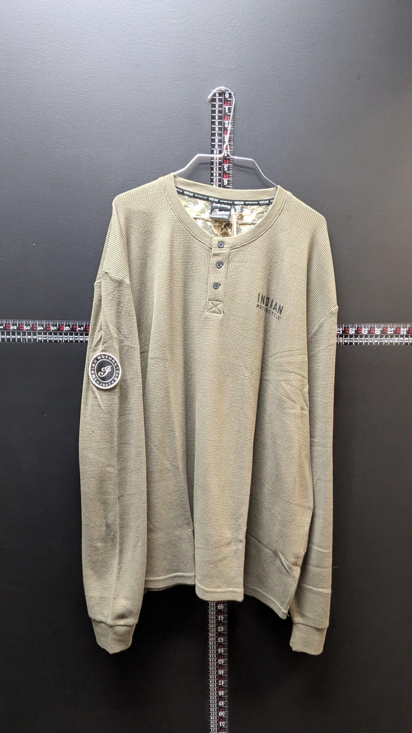 New! Indian Motorcycle Waffle Knit Thermal Long Sleeve Men's Shirt-2XL