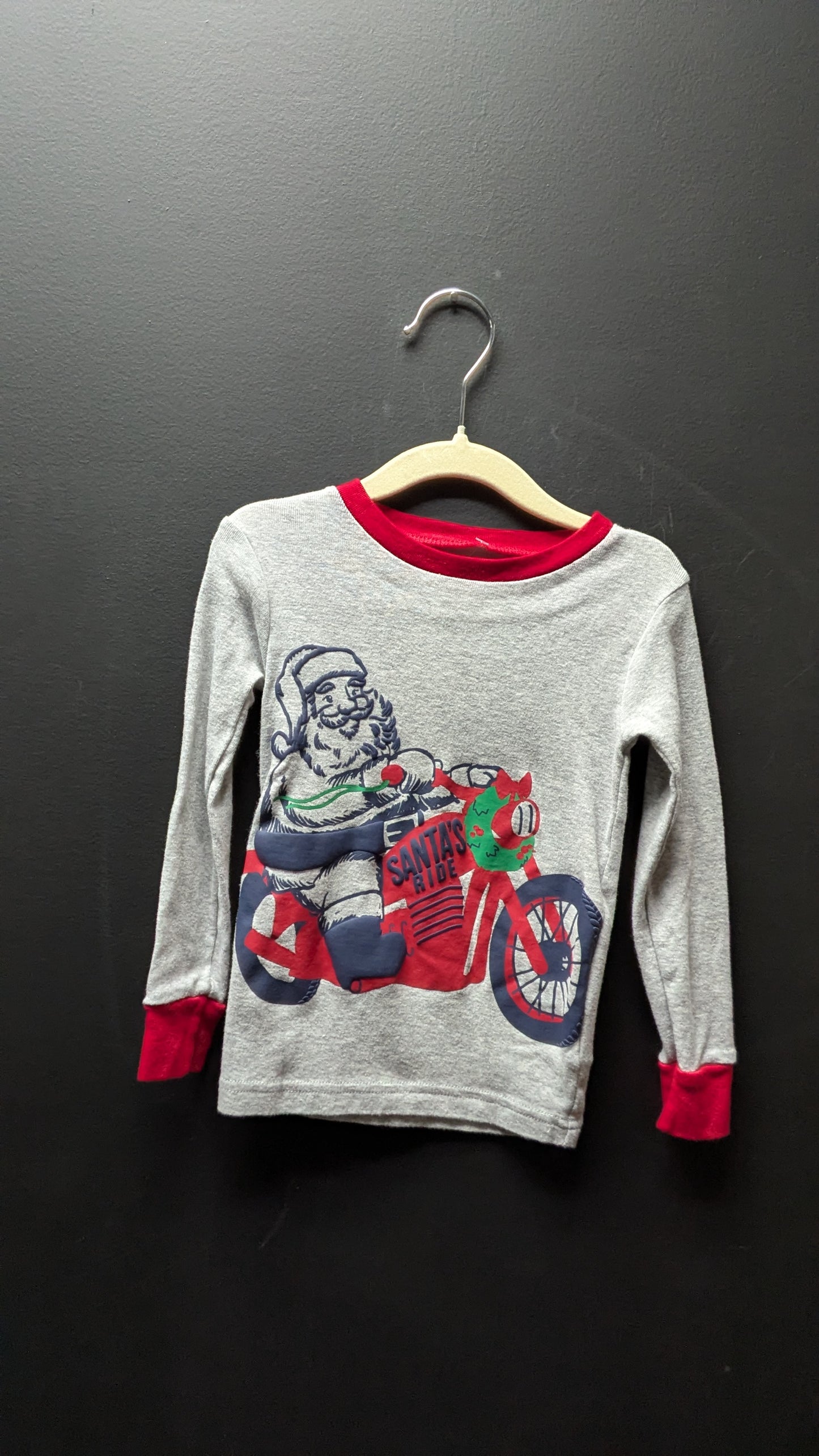 Kids Santa & Motorcycle Pajama shirt-3T
