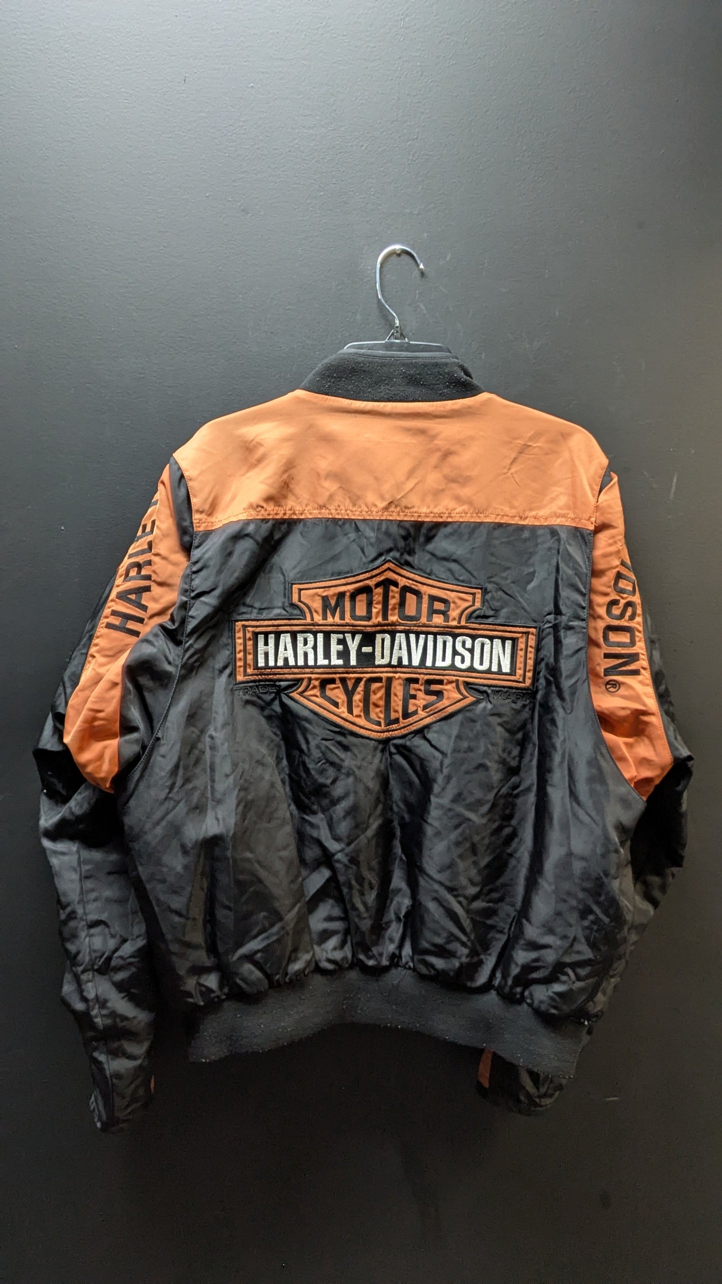 Harley-Davidson Nylon Riding Jacket Black & Orange – Size Large