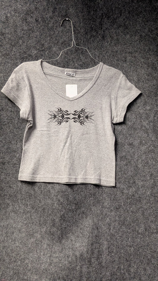 Women’s Gray Tribal Print Crop Top – Size M