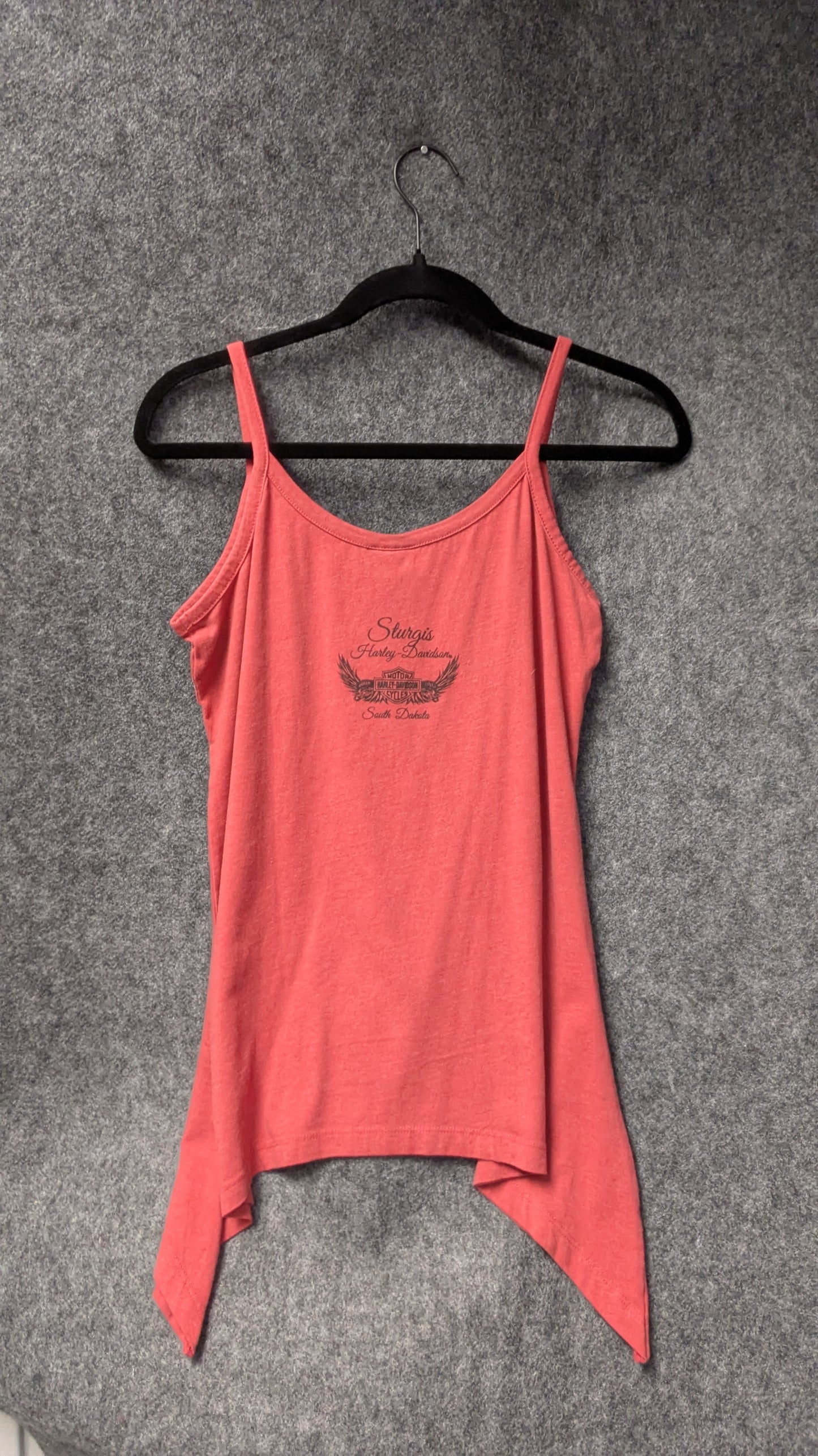 Harley-Davidson Women’s Asymmetrical Tank Top – Coral – Sturgis Back Hit