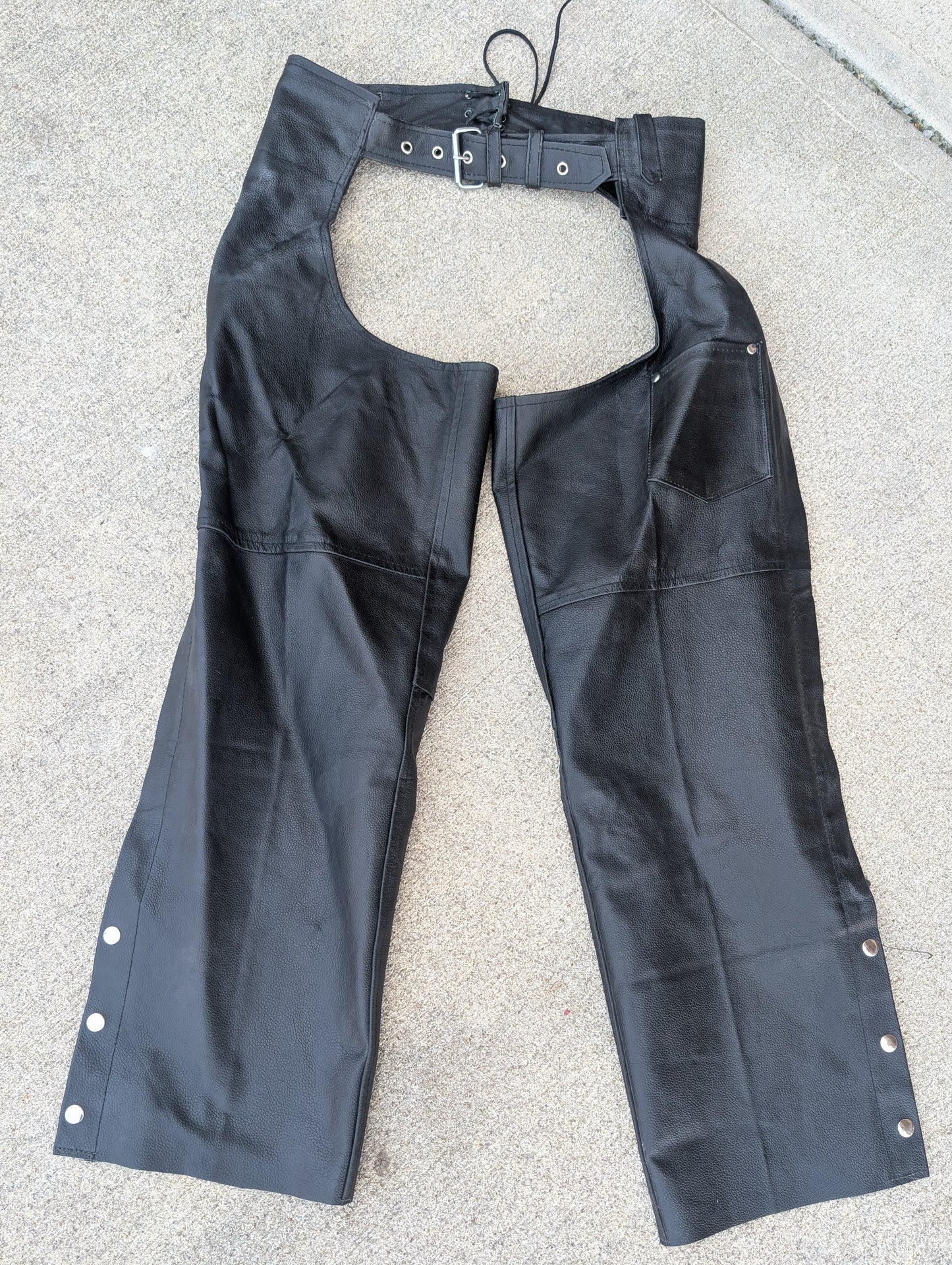 Jamin Leather Black Motorcycle Riding Chaps – Size M