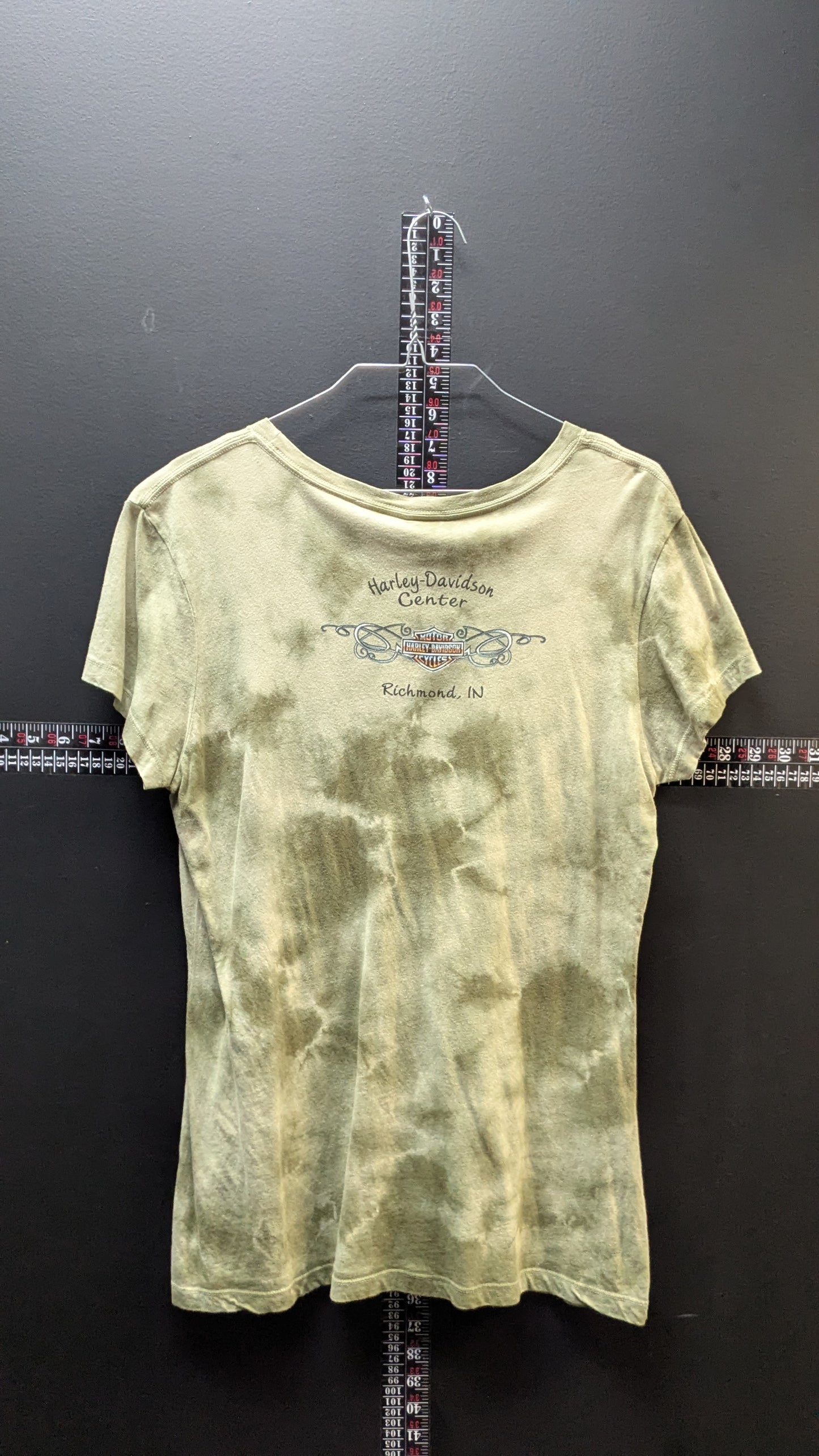 Harley Skull and Rose Green tee -XL