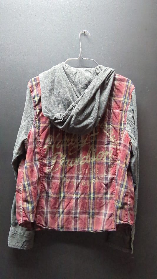 Woman's Harley XL Hooded Long Sleeve Button up