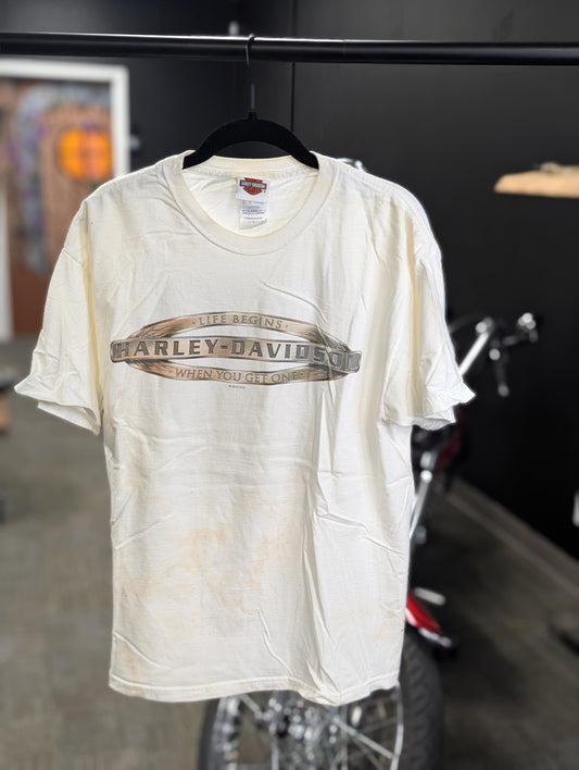 Life Begins Harley Davidson Men's Stratman Large Tshirt