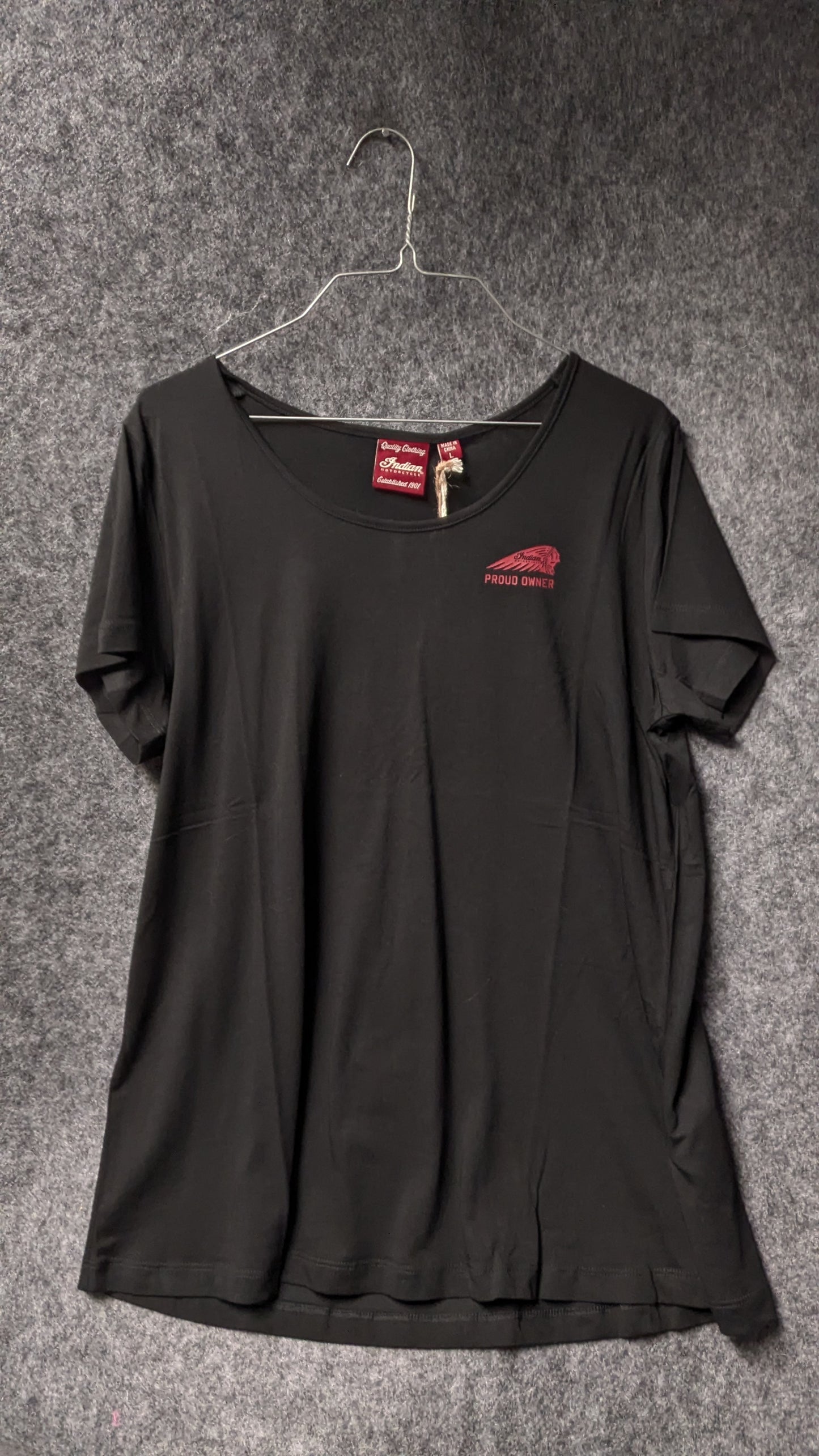Indian Motorcycle “Proud Owner” Women’s Black Tee – Roadmaster Edition