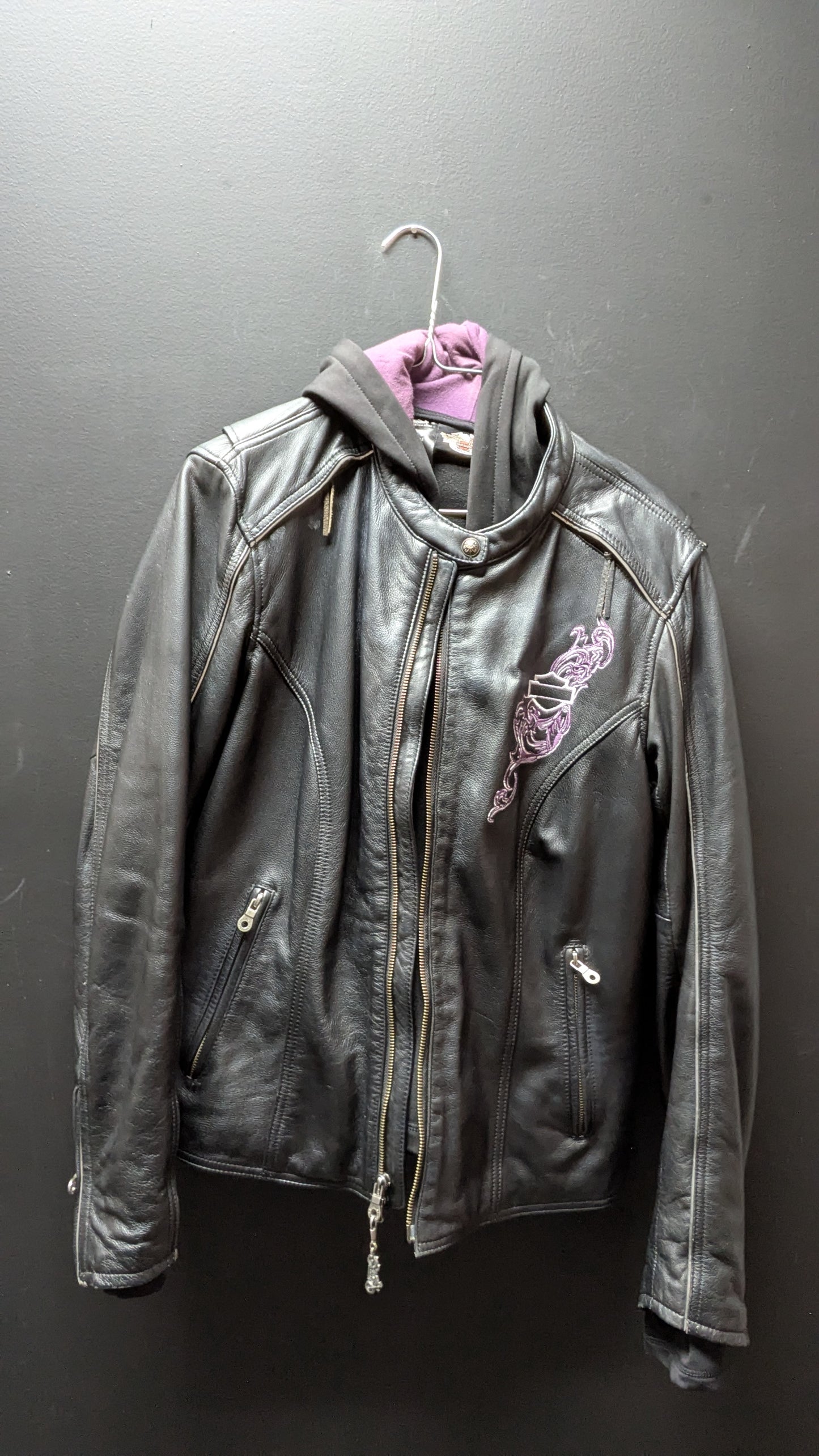 Women’s Harley-Davidson Removable Hoodie Lined Leather Riding Jacket