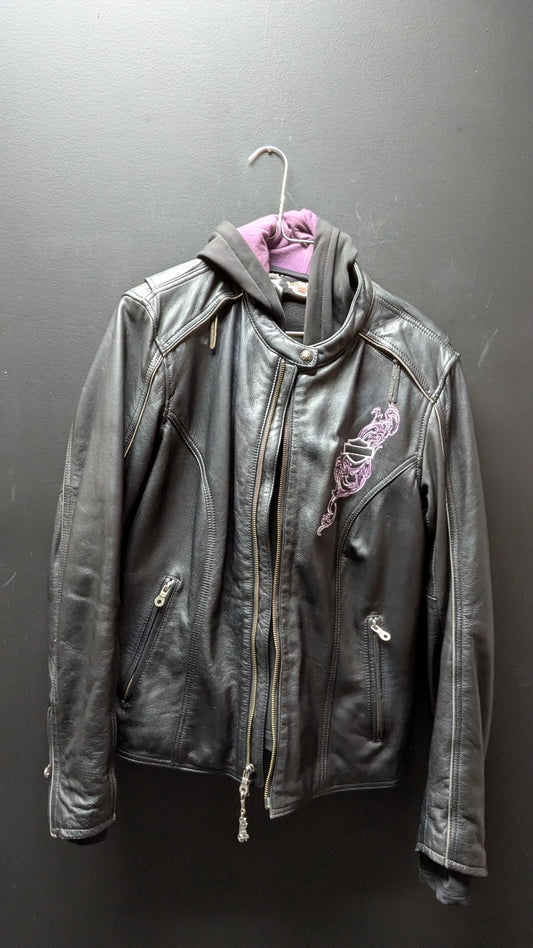 Women’s Harley-Davidson Removable Hoodie Lined Leather Riding Jacket