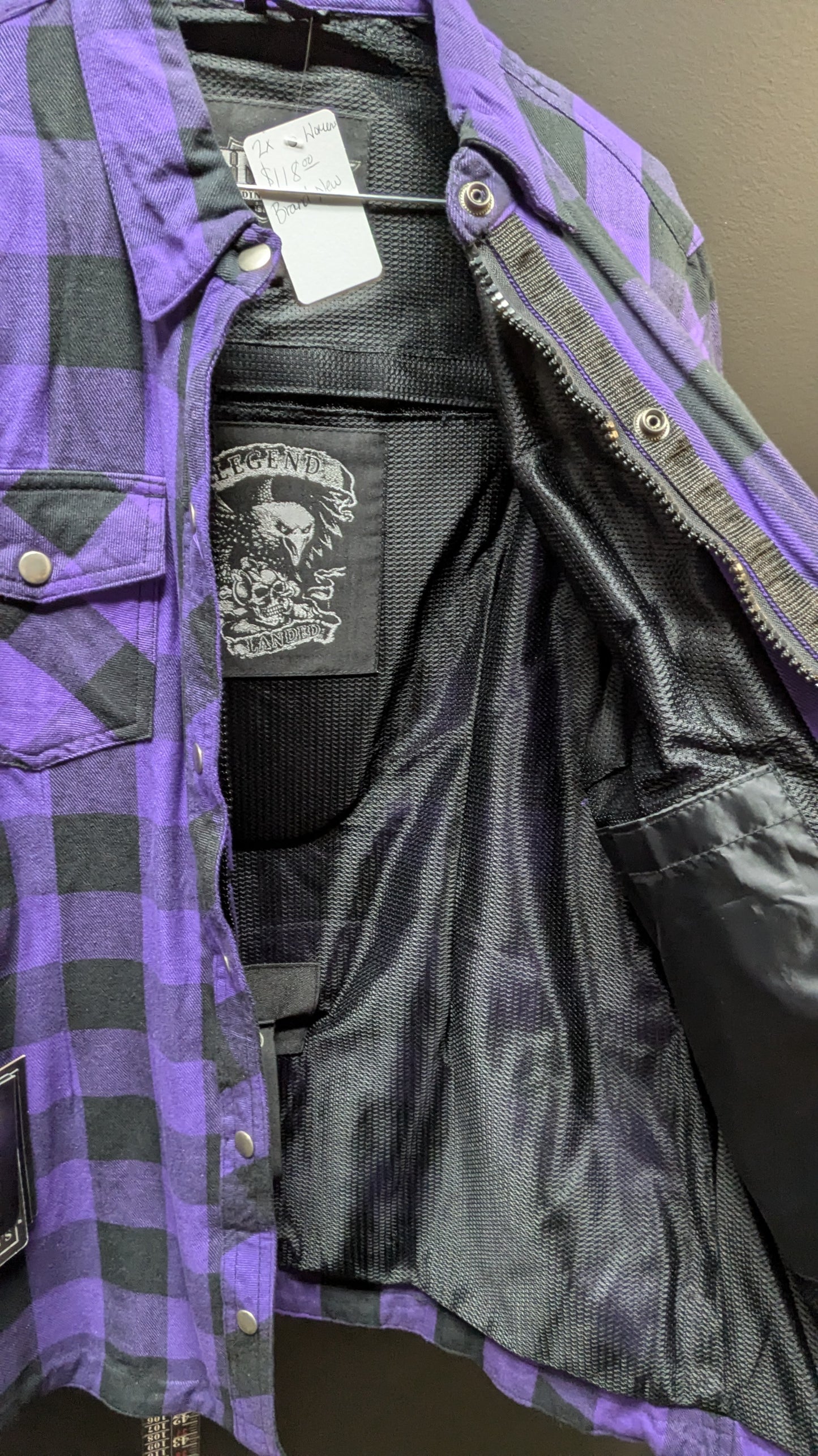 NEW! UNK Riding Gear Kevlar Women's Flannel Jacket - Size  2XL