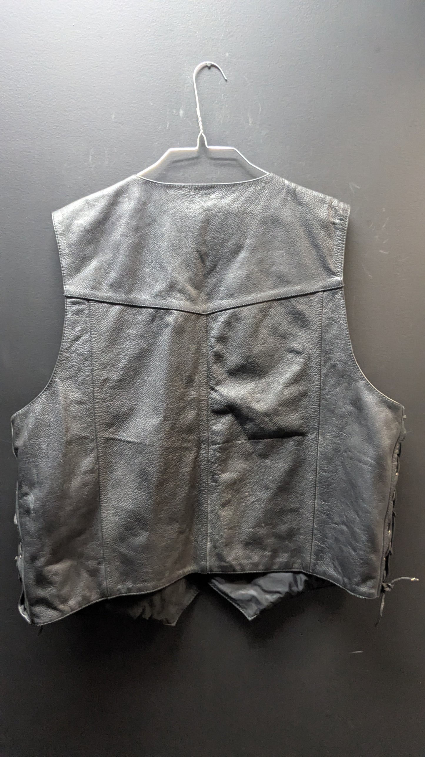 FMC Black Leather Men's Vest-2XL