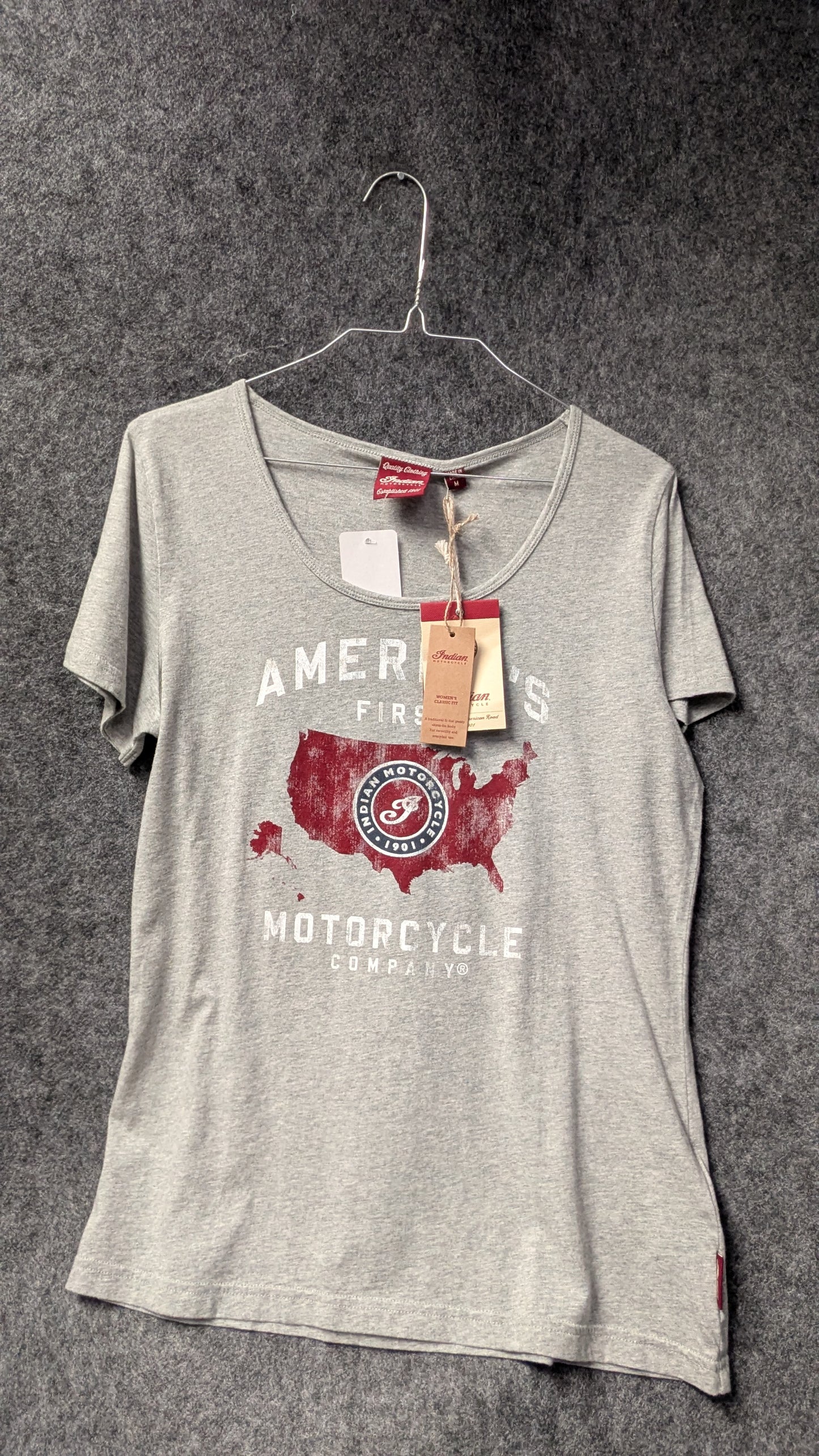 Women’s Indian Motorcycle “America’s First Motorcycle Company” Tee – Size L