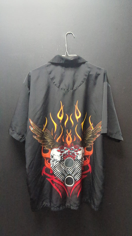 Motorcycle Flame Button up