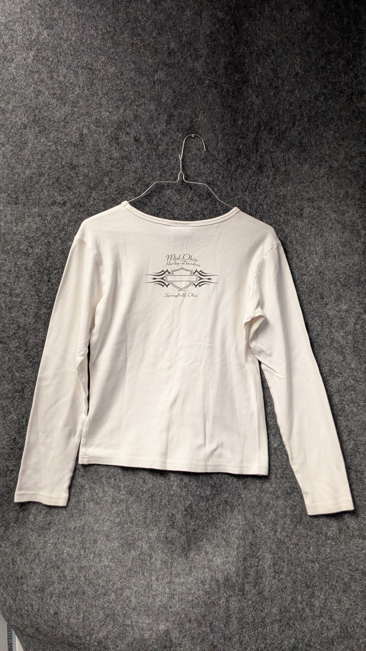 Harley-Davidson Women’s Long Sleeve Tribal Graphic Tee – Size M – White