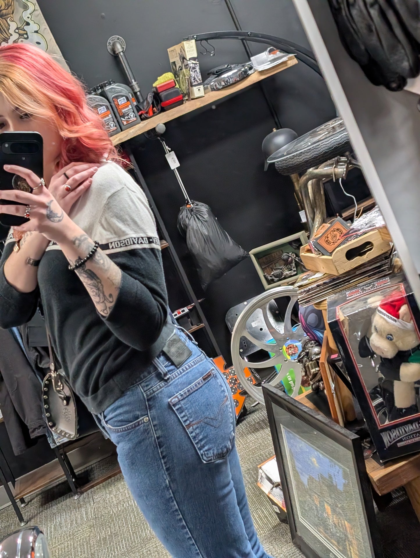 Cropped 3/4 Sleeve Button up Harley Cardigan